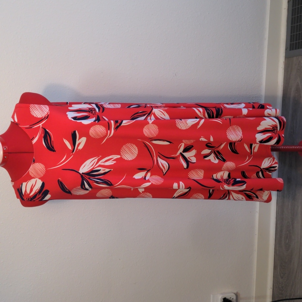 Kasper Red Floral Sleeveless Flowy Midi Dress Women's 14